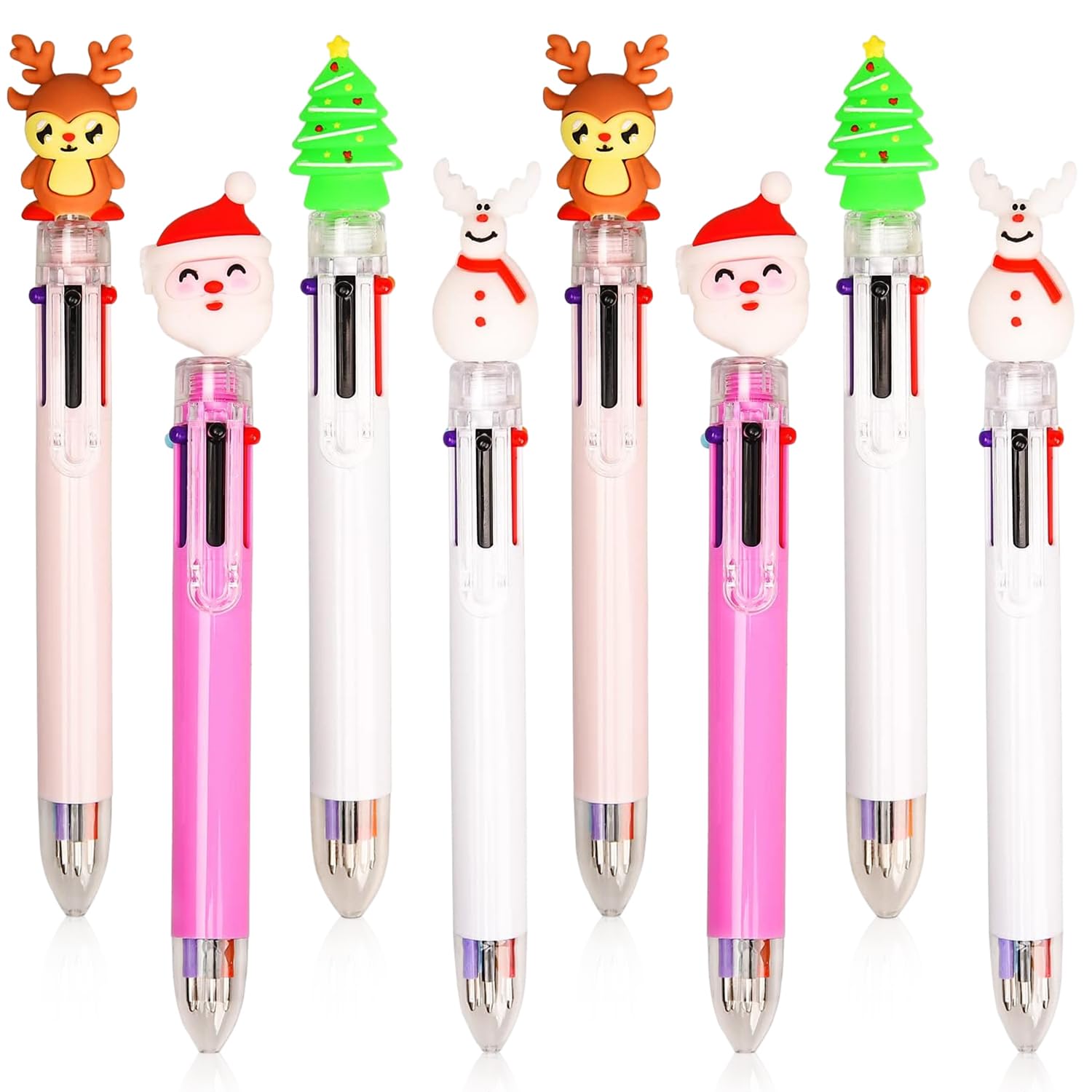 CYIOU 12 Pack Christmas Ballpoint Pens Santa Claus Reindeer Christmas Tree Snowman Christmas Pens Christmas Ballpoint Pens for Writing Stationery School Office Kids Gifts 6-in-1(0.7mm)