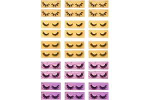 Vestamore 30 Pairs Faux Mink 6D False Eyelashes, Natural Look, Volume Lashes, With Individual Storage, Featuring Gold Blue Si