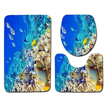 Badematten Set 3 Teilig Rutschfest Bad Kontur Teppich Einstellen Sockel