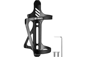 Corki Cycles Left Side Load Water Bottle Cage, Side Entry Bike Water Bottle Holder for Road & Mountain Bikes - 1 Pack - Black-Aluminum Alloy