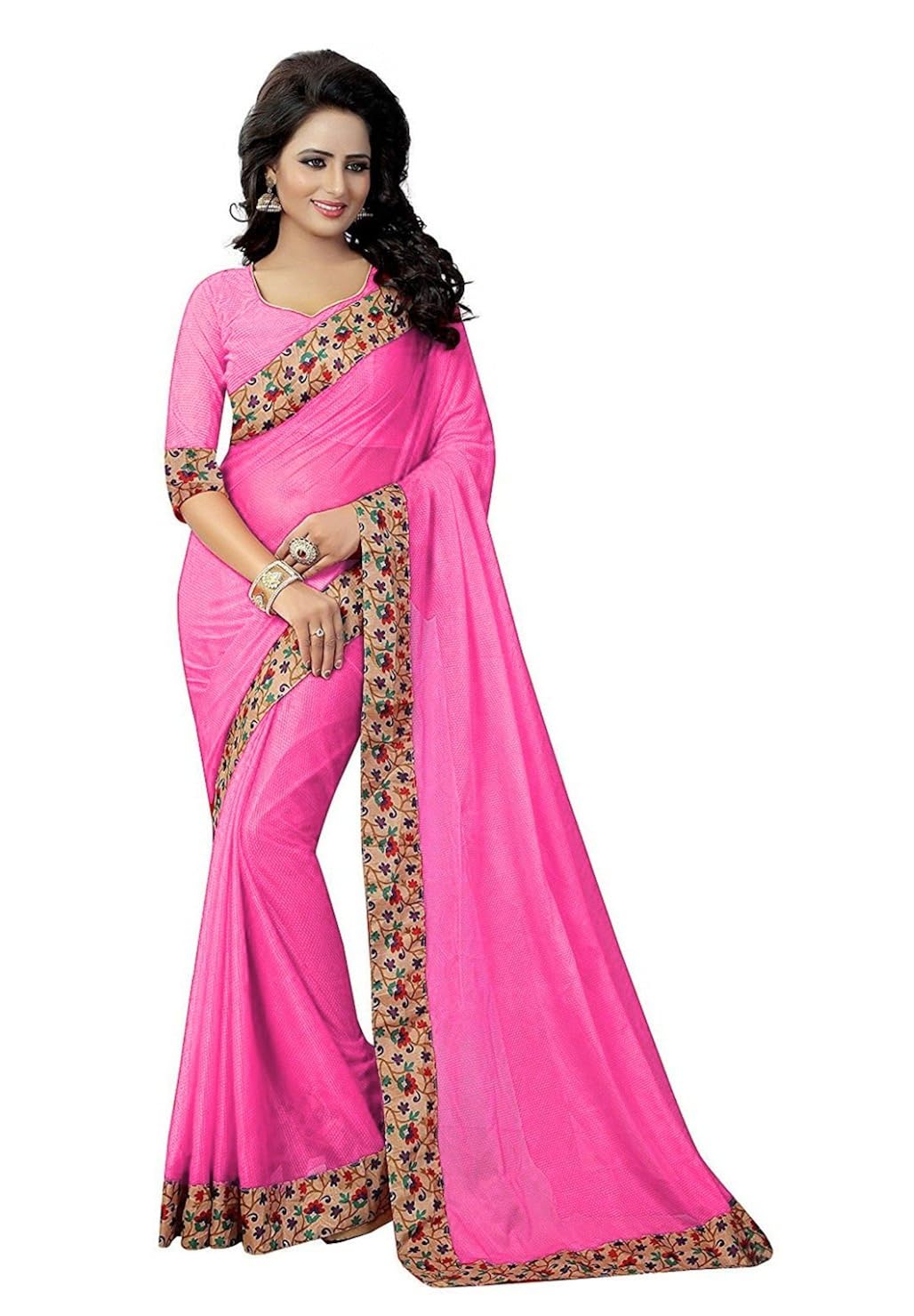 indoprimo women's silk jacquard wedding wear saree with blouse piece (free size, multi colour)