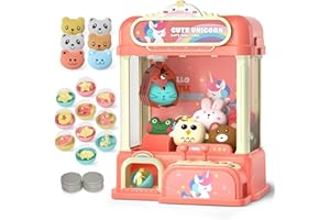 DOLIVE Mini Claw Machine for Kids, Electronic Arcade Game Indoor Toy for Girls, Candy Vending Prizes Claw Game Machine Toys for Party Birthday for 6 7 8 9 Year Old，with Lights Sounds