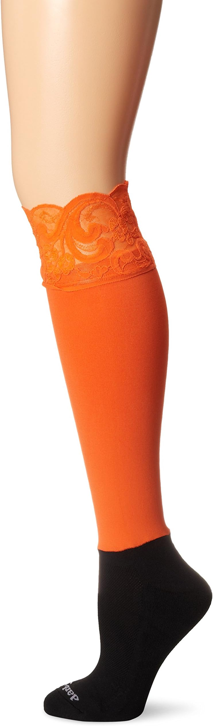 Socktights Bootights Women's Lacie Lace Knee Hi with Cushioned Ankle Sock, Orange, One Size