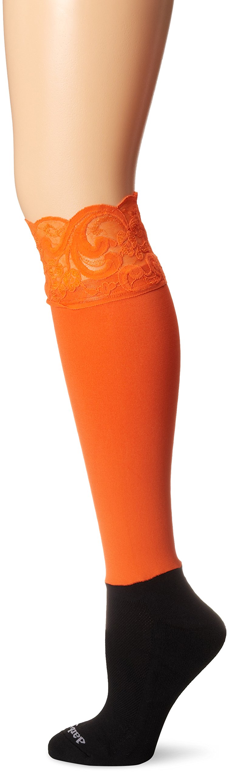 Socktights Bootights Women's Lacie Lace Knee Hi with Cushioned Ankle Sock, Orange, One Size
