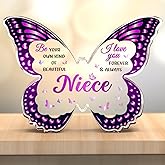GLEEVERA Niece Gifts from Auntie Aunt, Christmas Gifts for Nieces from Aunt, Graduation Mothers Day Valentines Graduation - Butterfly 5x3.8 IN Acrylic Decorative Plaques