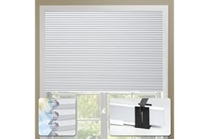 Blankendon Cellular Shades No Tools No Drill Custom Honeycomb Blinds Blackout for Window Easy Cutting Telescopic Track Cellular Blind Pearl White, 29" W(19"-29") x 64" H