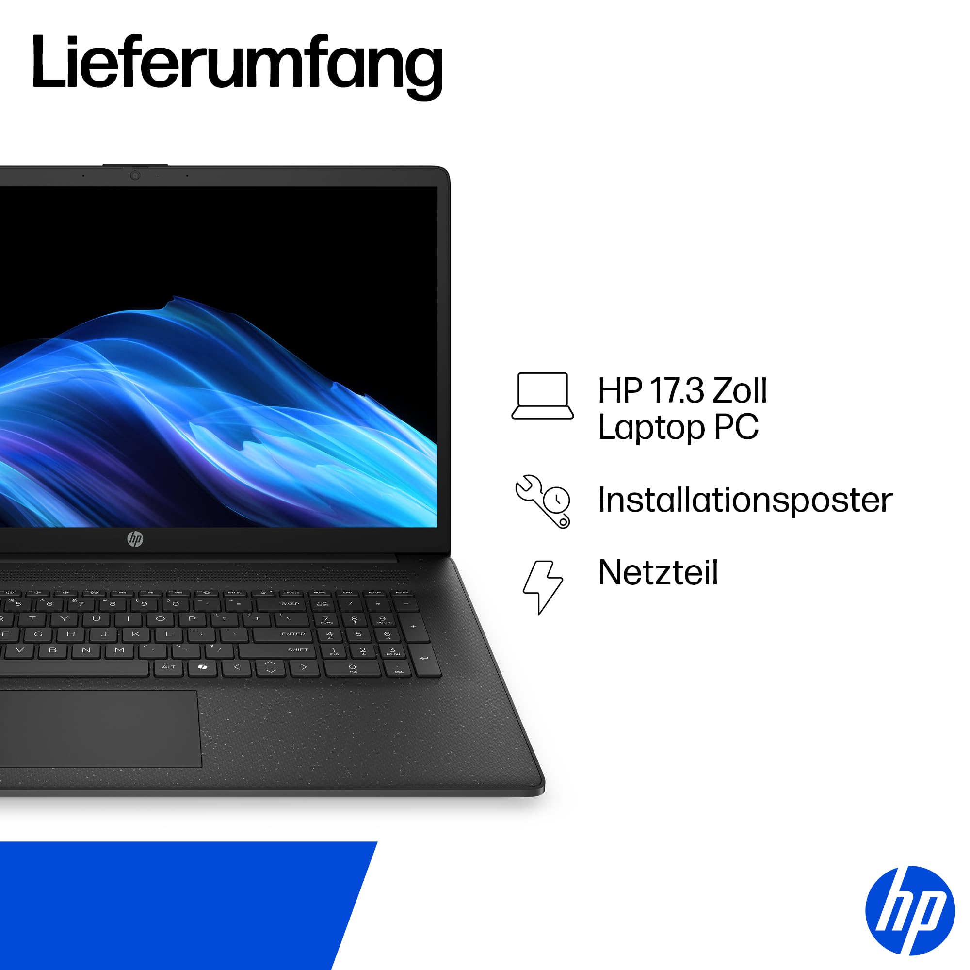 HP Laptop mit 17,3" FHD Display, AMD Ryzen 5 7520U, 8 GB DDR5 RAM, 512 GB SSD, AMD Radeon-Grafik, Windows 11, QWERTZ, Schwarz inkl. 25 GB Dropbox-Speicher für 12 Monate 8