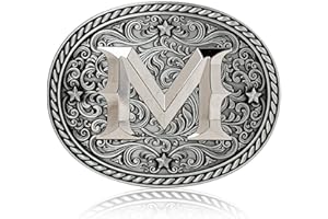 ITERA Western Cowboy/Cowgirl Initial Belt Buckle-Silver- Large Letter Buckles for Men and Women - Custom Girls/Boys