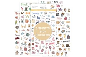 ARTSHU Planner Stickers, Calendar Sticker - Over 310 Daily Holiday Seasonal Planner Stickers, Ideal for Planner and Calendars, Scrapbooks, Bullet Journals