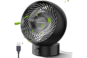 SmartDevil USB Desk Fan, Small Personal Desktop Table Fan with Strong Wind, Quiet Operation Portable Mini Fan for Home Office Bedroom Table and Desktop (Black)