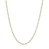 Barzel 18K Gold Plated Figaro Chain Necklace 2MM, 2.5MM, 3MM, 4MM, 4.5MM & 5MM for Women & Men