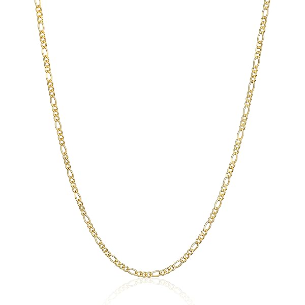 LoveBling 14K Yellow Gold 2mm Solid Figaro Chain Necklace (16