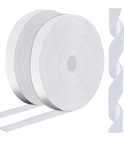 41 Feet Self-Adhesive Hook And Loop Tape Roll – 1 Inch Wide Sticky Back Fabric Fastener, White, For Home, Office, And Craft Projects (2 Rolls)