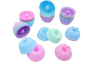 Tongjude 48 Pieces Silicone Donut Mold, Non-Stick, Reusable Silicone Baking Cups, 3.15 Inch 4 Shape Silicone Molds, Heat Resistant Bakeware for Bagel, Muffin, Jello and Cake Baking