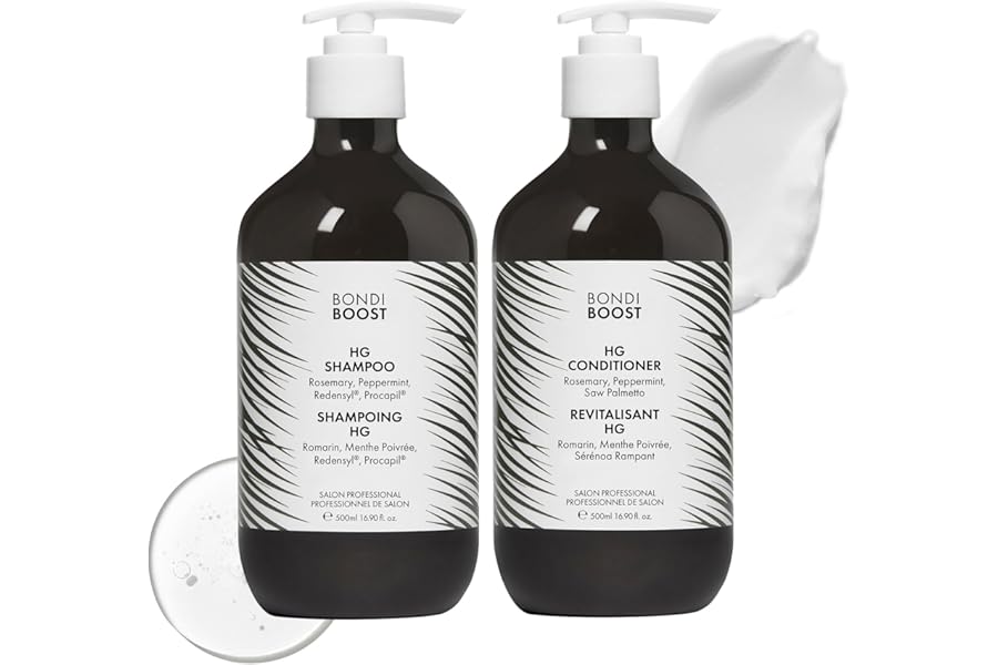 BondiBoost HG Anti-Thinning Shampoo Conditioner Set [16.90 fl oz each], Clinically Tested to Promote Fuller + Thicker-Looking Hair for Women & Men, Procapil, Redensyl & Rosemary Formula, Sulfate-Free