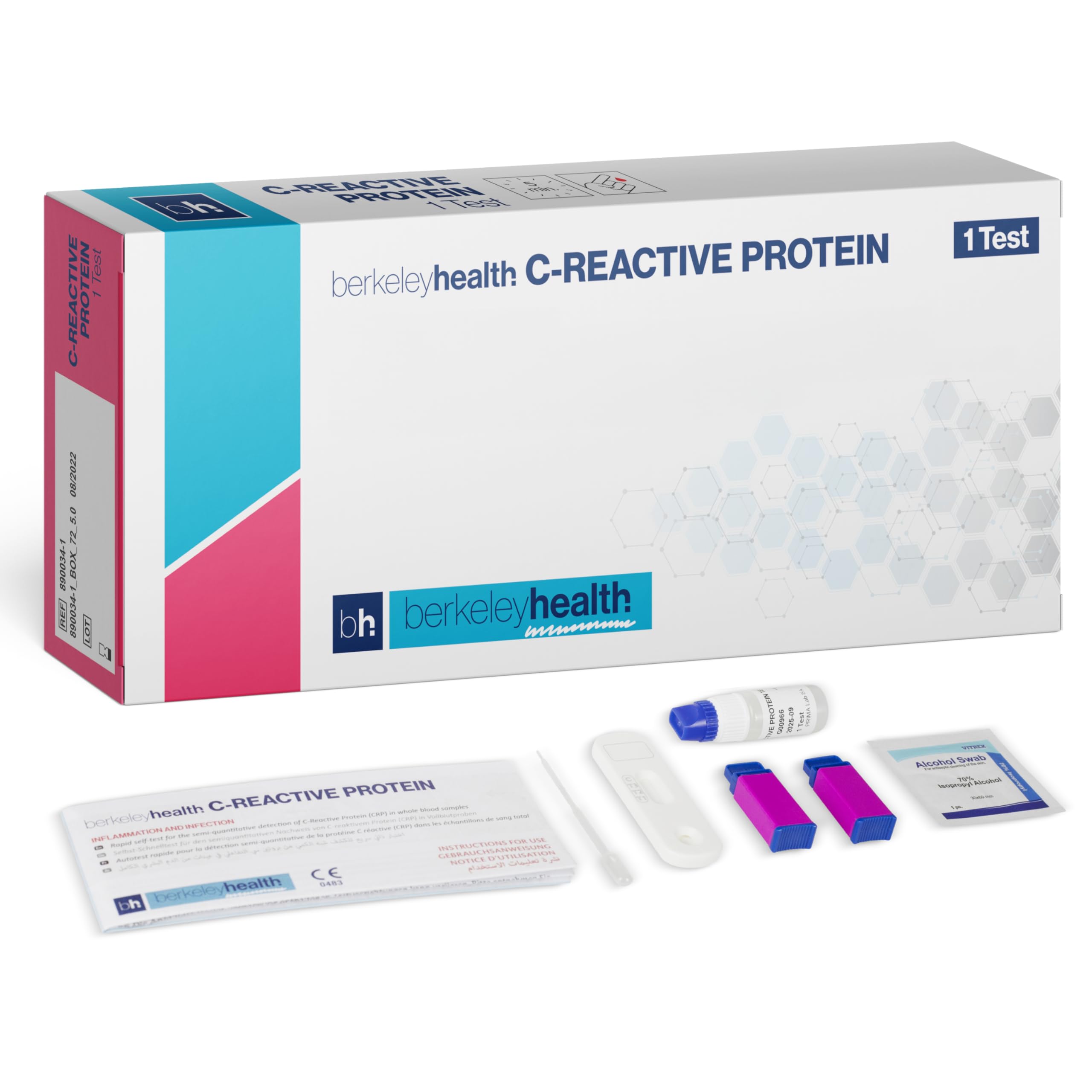 C-Reactive Protein Self Test Kit by Berkeley Health - Inflammation Awareness, Easy Home Use, Fast Results - 1 Test
