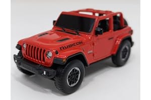 RASTAR 59000 1/43 Jeep Die Cast Metal Toy Car - Officially Licensed Jeep Wrangler Rubicon Die-Cast Model Car for Play and Display - Ideal Gift for Kids - Red