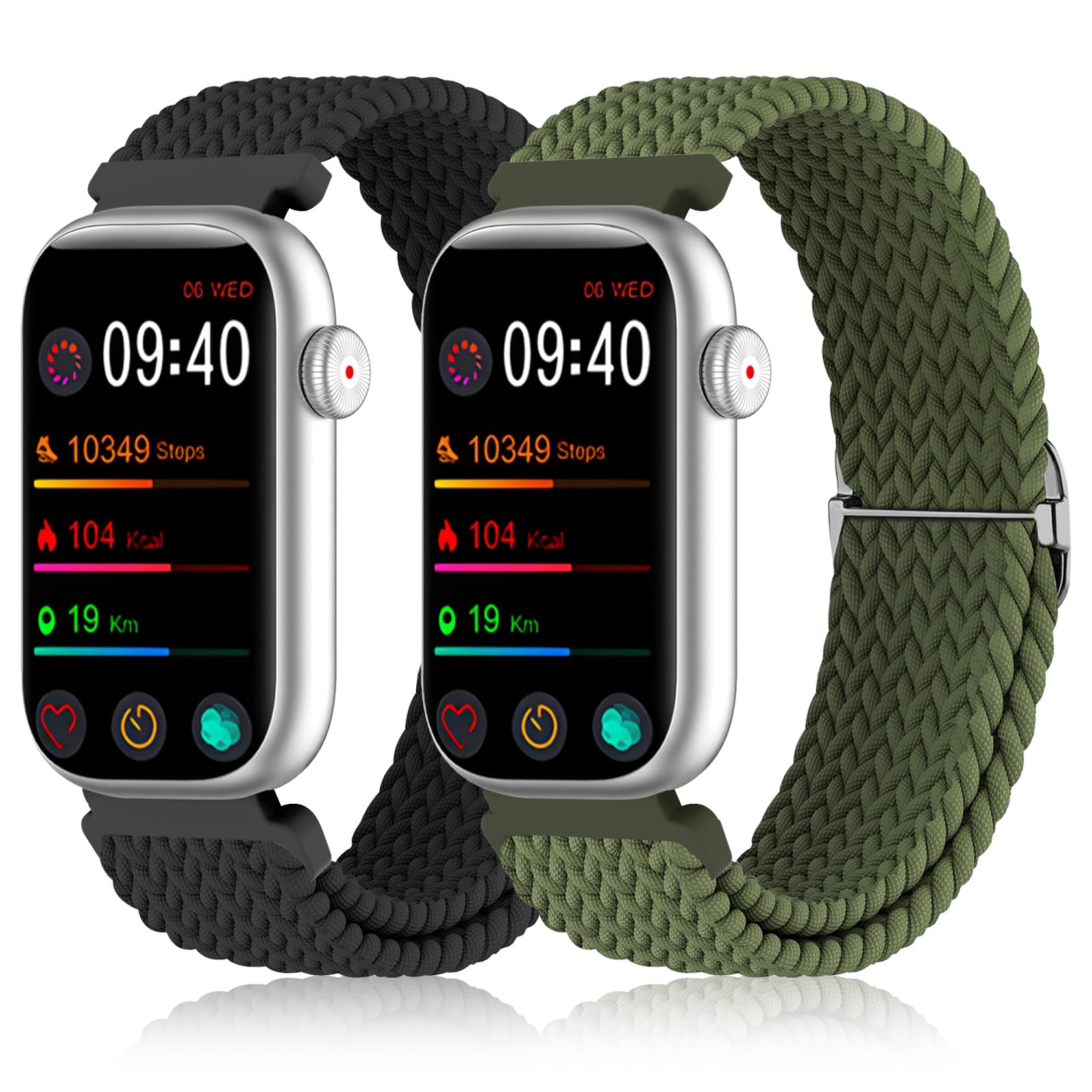 Photo 1 of HQzon 2 Pack Stretchy 16mm Braided Nylon Bands Compatible with FITVII HM08/MorePro HM08/Amzhero-Runfit D26/KALINCO Slim Fitness Tracker