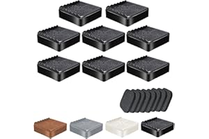 SHOUWUHHO Furniture Risers, 8 Pack Bed Risers with Non-Slip Grip and Heavy Duty Support, 1 Inch 2 Inch 3 Inch 4 Inch Height Lift for Couch, Sofa, Table, Desk, Chair, Refrigerator - Black, 1 Inch