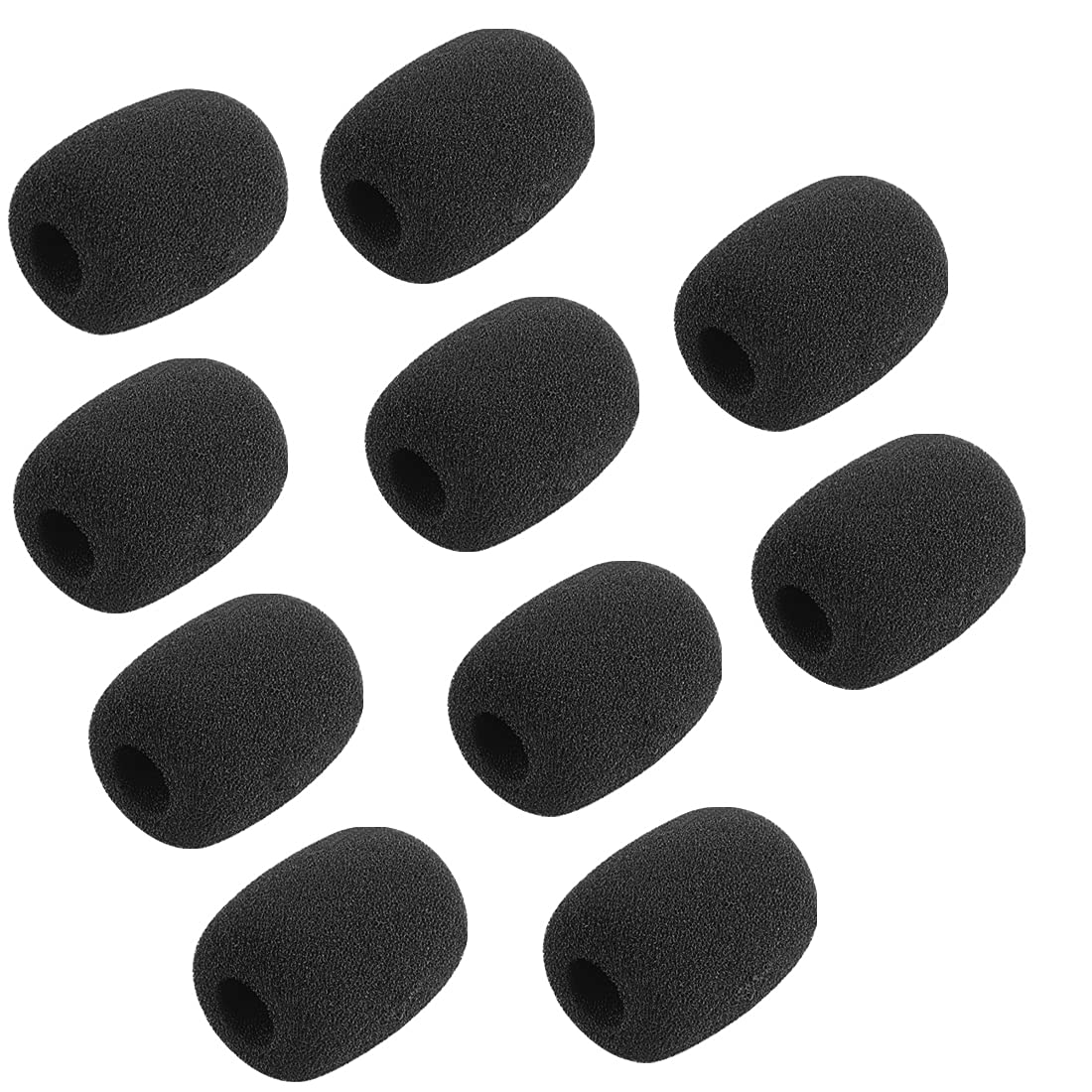 GEEKRIA for Creators Foam Windscreen for 3/8'' (10mm) Diameter Microphones, Antipop Windshield, Mic Wind Cover, Sponge Foam Filter Compatible with HyperX, Astro, Bose (Black / 10 Pack)