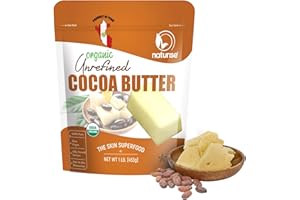 Naturise Raw Organic Unrefined Cocoa Butter from Peru - Moisturizer for Hair, Skin & DIY Lip Balm - 1lb