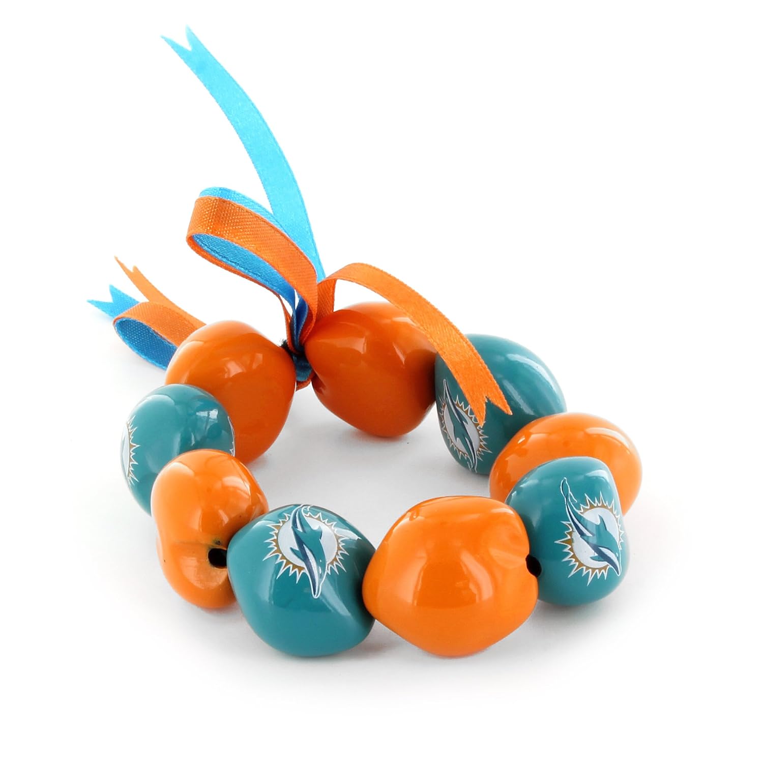 aminco NFL Miami Dolphins Kukui Nut Bracelet Orange Blue
