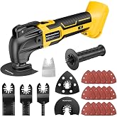 Cordless Oscillating Tool for Dewalt 20V Battery,6 Variable Speed High efficiency Motor Tool,22Pcs Oscillating Multi Tool Kit for Cutting Wood Drywall Nails Remove Grout &amp; Sanding(Tools Only)