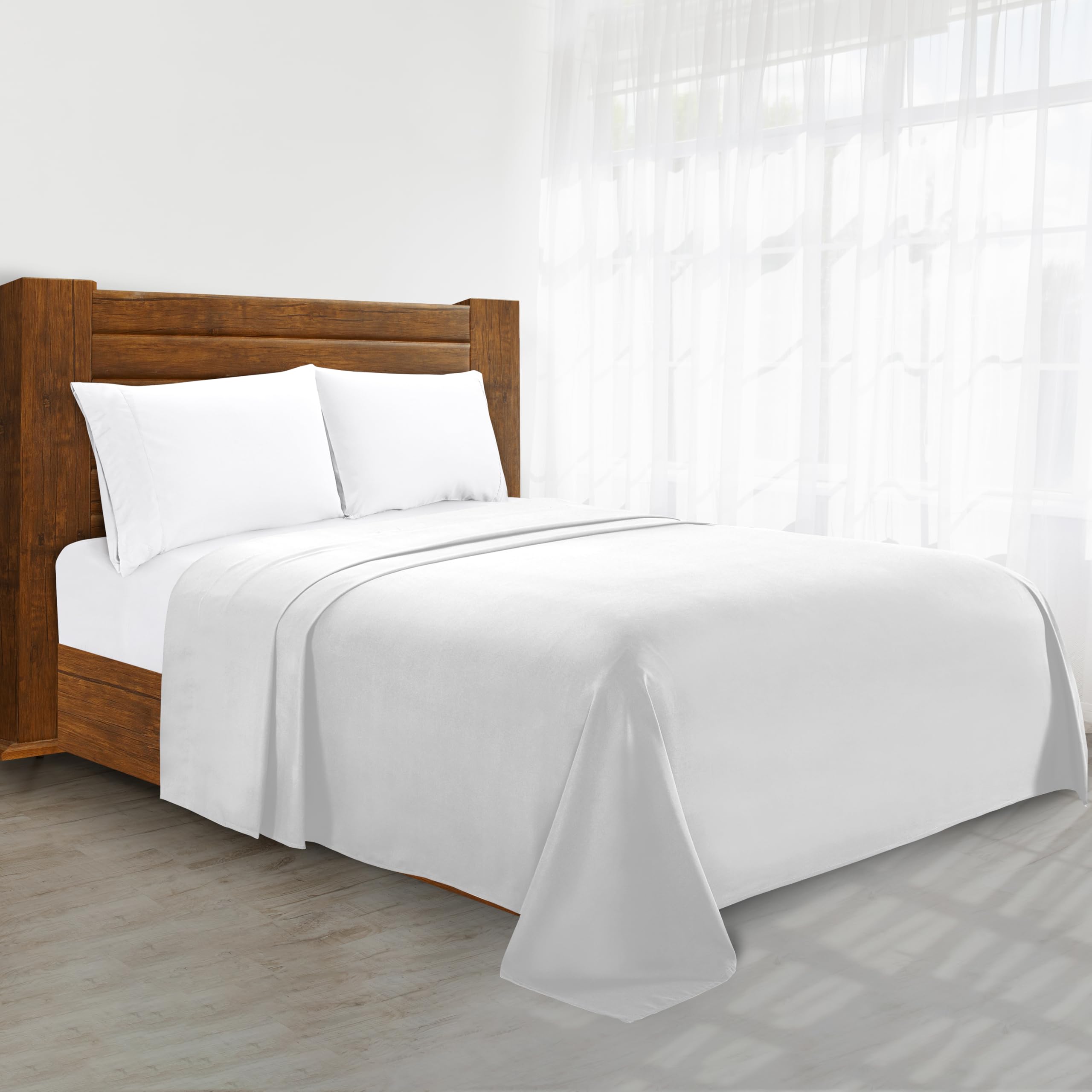 Luxury Flat Sheet Elegant Comfort Wrinkle-Free 1500 Thread Count Egyptian Quality 1-Piece Flat Sheet, Full, White - 2RW-Single-Flat-Sheet-Full-White