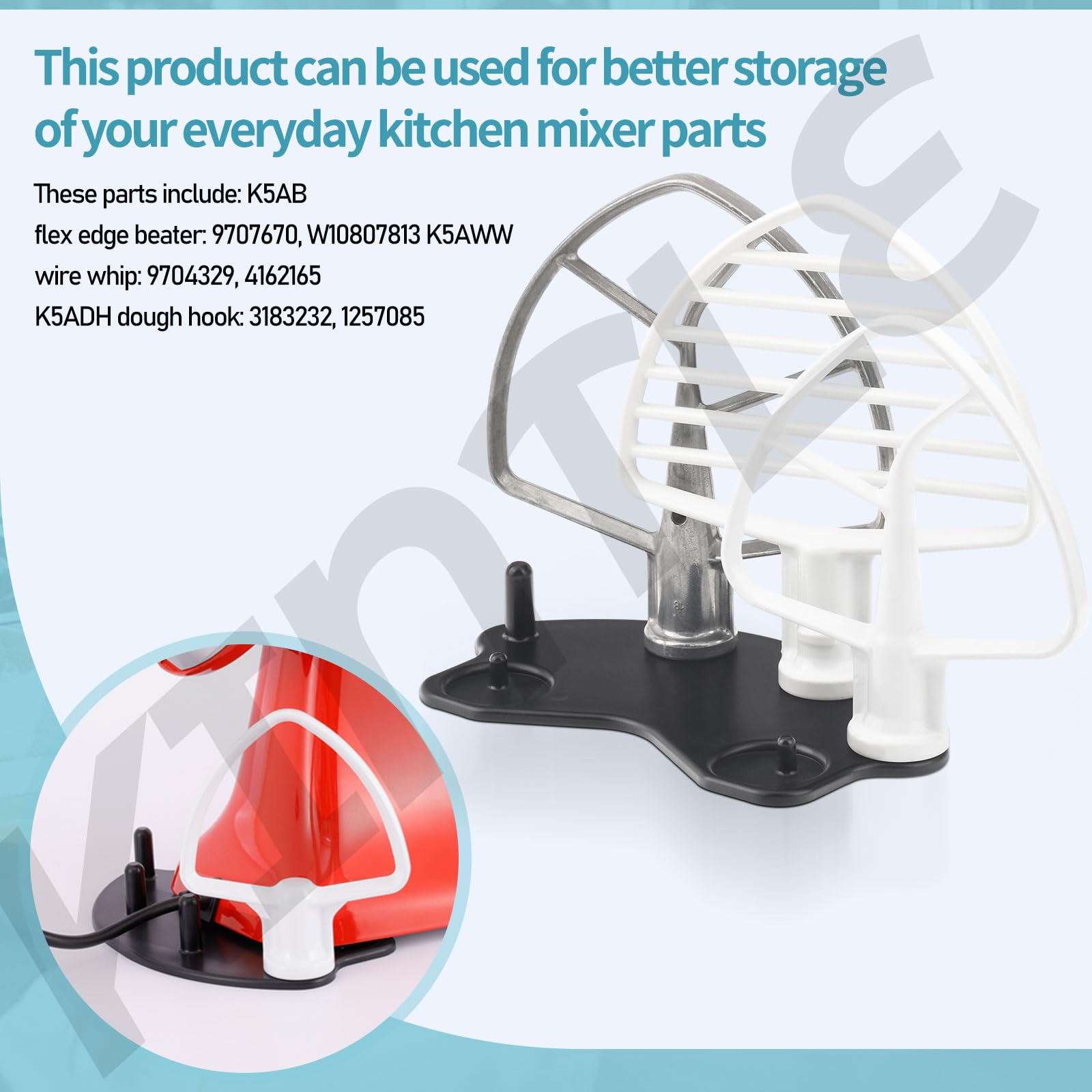 Stand Mixer Attachment Holders/Base Accessories Cradle - Compatible With Kitchenaid Mixer Organizer for 4.5QT/5QT/6QT, Equipped With Rubber Feet (Durable Plastic)