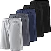 BALENNZ Boy's 5-Pack Athletic Shorts Kids Youth Quick Dry Active Performance Basketball Shorts with Pockets Elastic Waistband