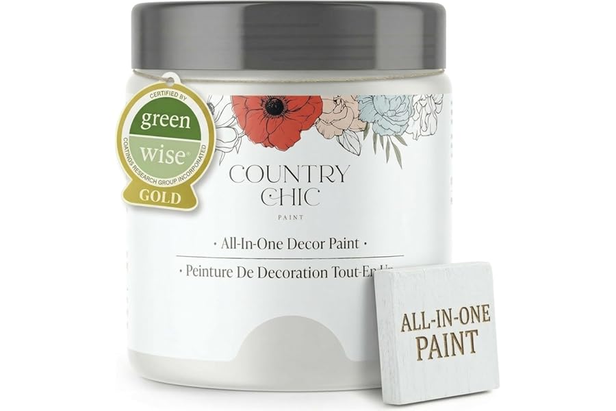 Country Chic All-in-One Chalk Paint for Furniture, Cabinets, Home Decor, Eco-Friendly, Matte Finish, Built-In Primer & Top Coat for Wood, Metal - Simplicity (White) - 8 oz (237 ml)