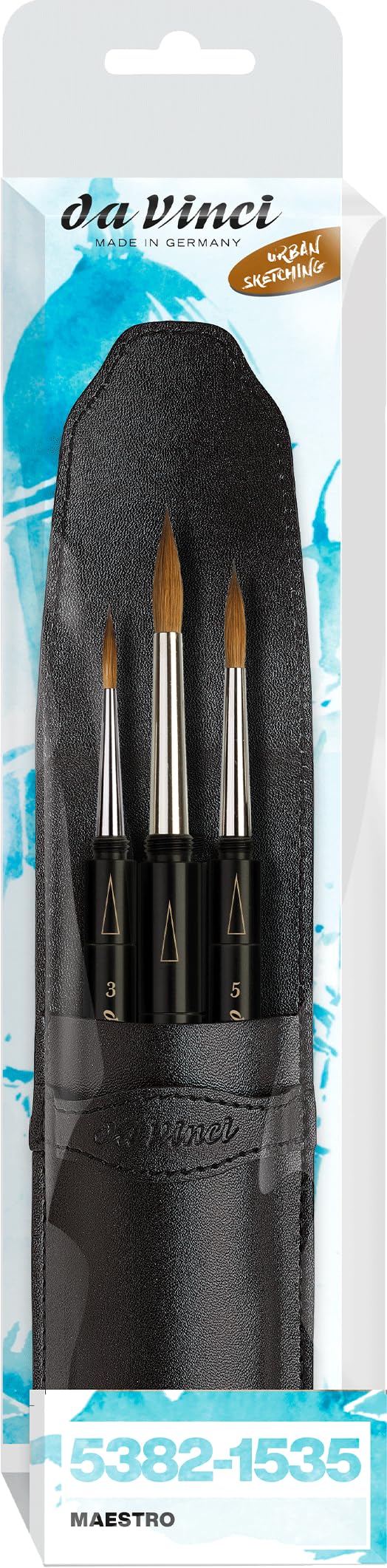 Da Vinci Watercolor Series 5359 Paint Brush Set, Russian Red Sable, Multiple Sizes, 5 Brushes (Series 36), Black, 3,5,7