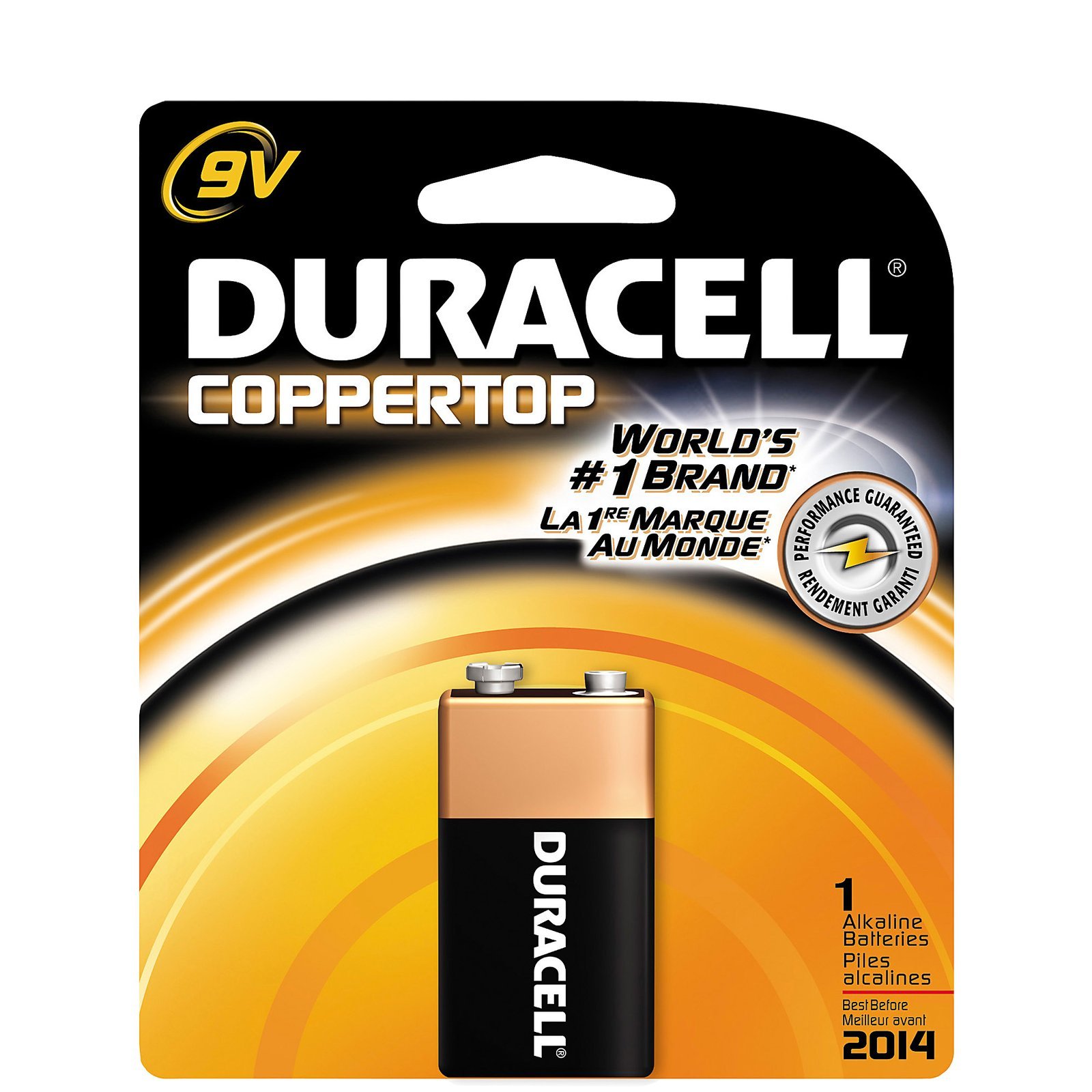 DURACELL Alkaline 9V Battery, 1 Count