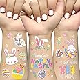 Ovasorve Easter Temporary Tattoos, 56 Glitter Styles Easter Bunny Decorations, Easter Egg Fillers, Easter Basket Stuffers, Easter Candy Activities Toys Crafts Art Spring