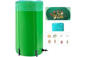 Rain Barrels, RIOBOW Collapsible Rain Barrels Rain Collection Barrel Water Barrels Rainwater Collection System Rainwater Storage Tank for Garden 3/4 '' Hose (66 Gallon Green with Filter)