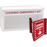 Choking Emergency Cabinet and Locator Sign Bundle - Wall-Mounted | Accessible Steel Cabinet for Storage of Anti-Choking Devices (Not Included) &amp; High Visibility Locator Sign - Made in USA