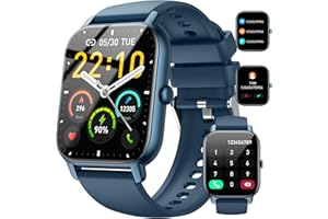 NERUNSA Smart Watch(Answer/Make Call), 1.85" Smartwatch for Men IP68 Waterproof, 100+ Sport Modes, Fitness Activity Tracker, Heart Rate Sleep Monitor, Pedometer, Smart Watches for Android iOS, Dark Blue