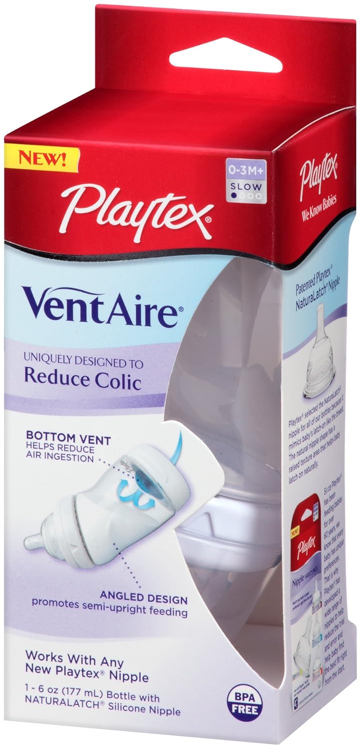 Playtex VentAire Advanced Wide Bottle, 6 Ounce,Colors May Vary (Discontinued by Manufacturer)