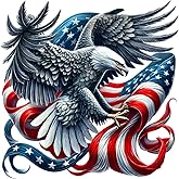 2 PCS American Eagle Flag Vinyl Decals - Waterproof Removable Stickers for Car, Truck, Motorcycle,Laptop, Bumper - Patriotic Flag Sticker (Z040)