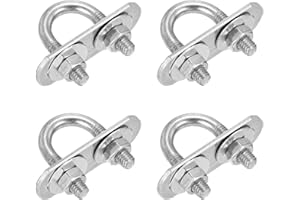 DTGN M6x16x34mm U Bolts Round Kit - 4Set - 304 Stainless Steel U-Bolt Kit with Nuts, Washers, Frame Plate - Good for Pipe, Tr