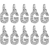uxcell Rhinestone Letter Charm, 10pcs Crystal Zirconia Copper Alphabet g Pendants Slider Letter Charm for Wristbands Bracelets Necklace Jewelry Earring DIY Craft, Silver