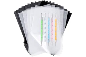UEERDAND 100 Sheets White Tracing Paper 100 Sheets Carbon Transfer Paper and 5 Pieces Ball Embossing Styluses for Wood Burning Craft, Paper, Canvas and Other Art Craft Surfaces