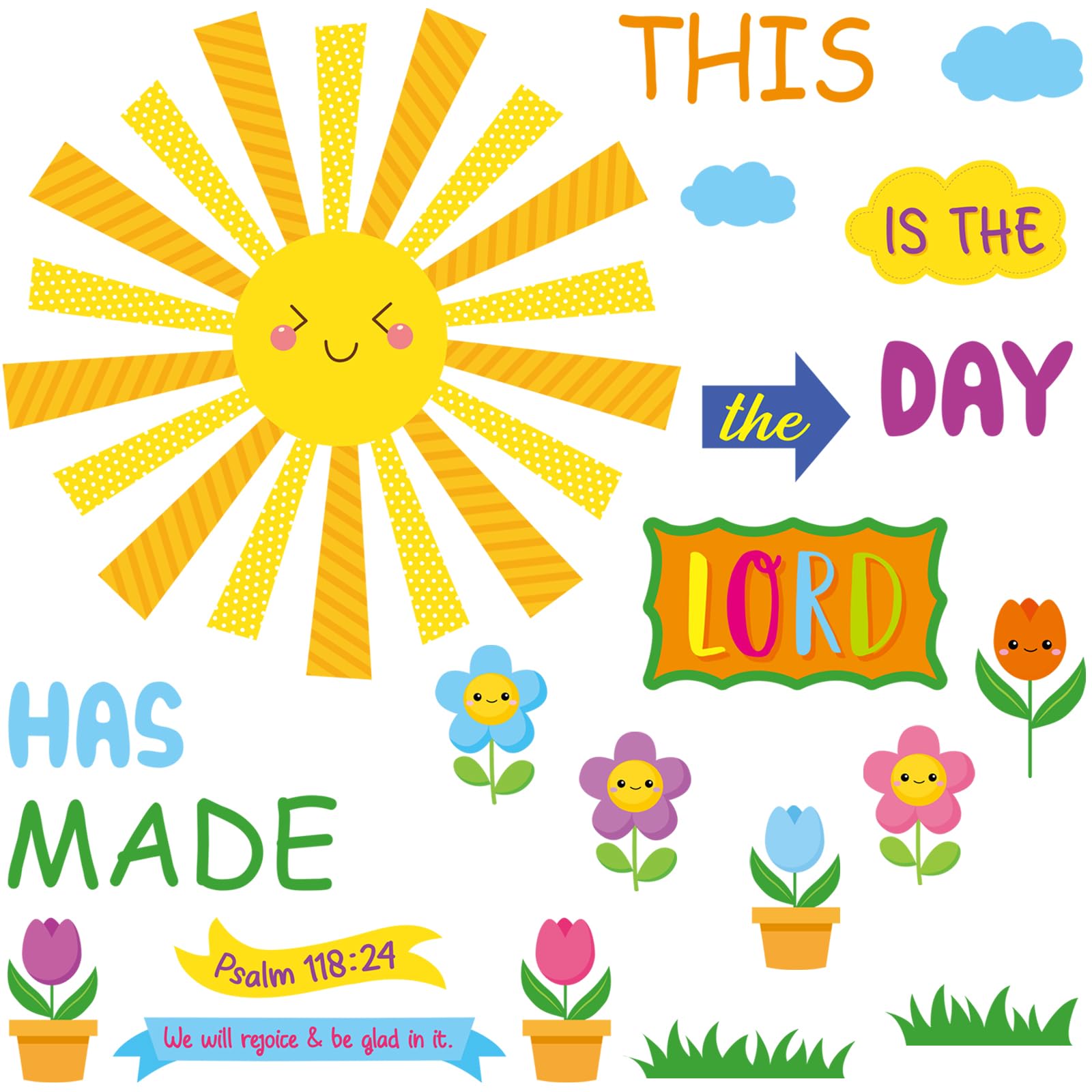 Photo 1 of 150 Pcs Religious Classroom Bulletin Board Sets Sunday School Lord Bulletin Board Inspired Christian DIY Spring Theme Flower Cutout for Teacher Sunday School VBS Bible Church Wall Decor(Bright Colors)