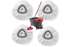 4 Pcs Spin Mop Head Refills for Vileda, fit O-Cedar Spin Mop, Easy Wring Replacement, White Microfiber Triangle Replacement P