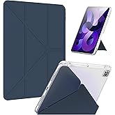 CLVervea for iPad Pro 11" & iPad Air 10.9" Case with Pencil Holder - Folding Folio Stand for iPad Air 6 & 5 & 4 (2024-2020), 2022-2018 iPad Pro (1st-4th Gen) Origami - Exquisite Navy Blue