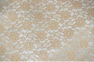 FABRIC EMPIRE Lace Floral Rachelle Fabric 60" Wide Sold by The Yard (Gold)