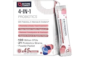 NATURE TARGET Probiotics-for-Women Prebiotics-and-Probiotics-Powder, 100-Billion-CFUs 45-Day-Supply, Women's-Probiotic with D-Mannose and Cranberry for Urinary Tract/Gut/Digestive Health