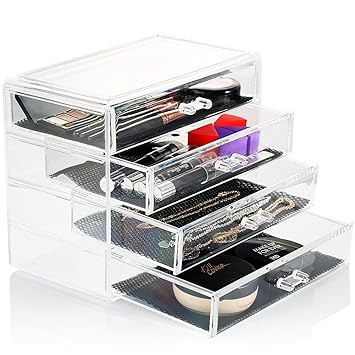 Hbf Large Acrylic Make Up Organiser Drawers Exquisite Cosmetic