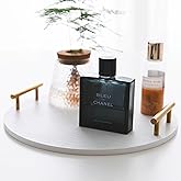 Defined Deco Round Tray for Home Decor, 12 in White Wood Circle with Shiny Gold Handle, Decorative Round Tray for Coffee Table, Kitchen, Living Room, Bedroom