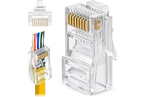 GTZ RJ45 Cat5e Pass Through Connectors - Pack of 100 | Modular Plug for Solid or Stranded UTP Network Cable